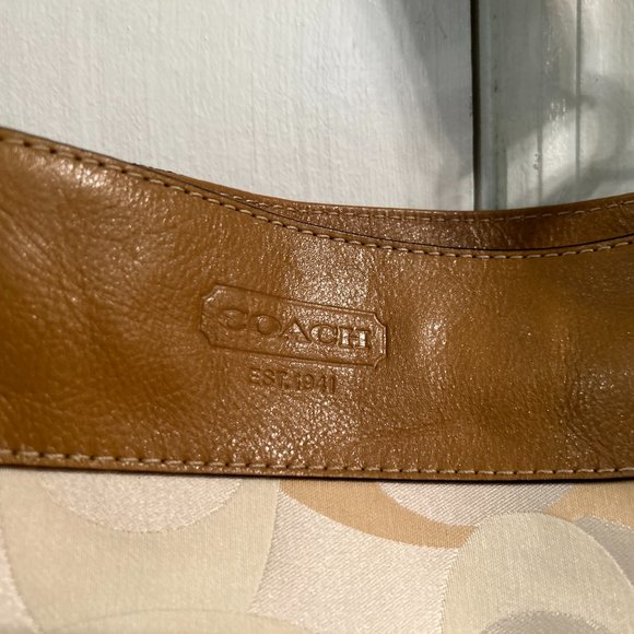 Coach NWOT Vintage Zoe Tan Beige Satin & Leather Shoulder Bag F14711 - Picture 3 of 10